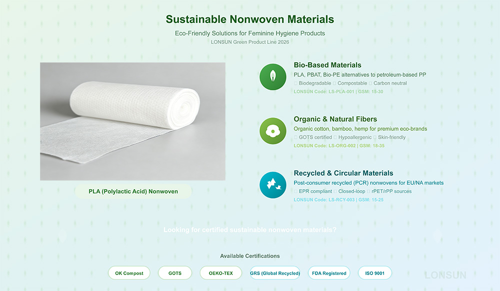 Sustainable nonwoven materials for eco-friendly sanitary napkins
